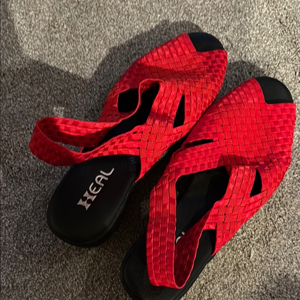 Women's Red Woven Sandals